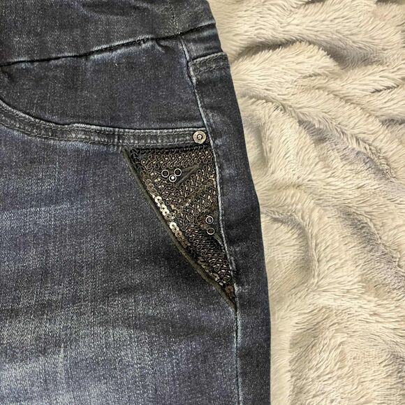 Chicos Jeans Womens 6R Jegging Ankle Pull-On Dark Wash Embellished Stretch Denim - Picture 6 of 10